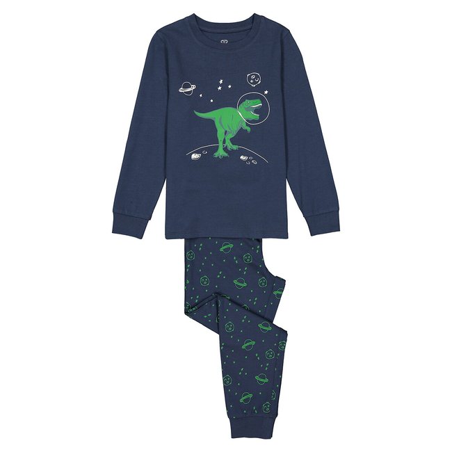 Пижама с фосфоресцирующим рисунком из джерси, 3-12 лет cиний темный LA REDOUTE COLLECTIONS