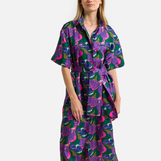 Платье длинное из шелка с принтом WITTY фиолетовый SOEUR