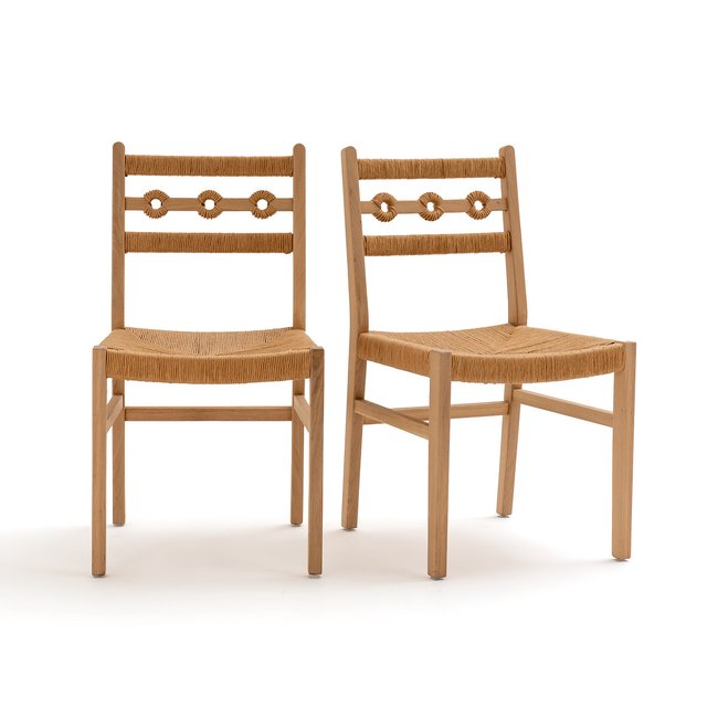Комплект из стульев из дуба и плетеного материала , Menorca цвет дуб LA REDOUTE INTERIEURS