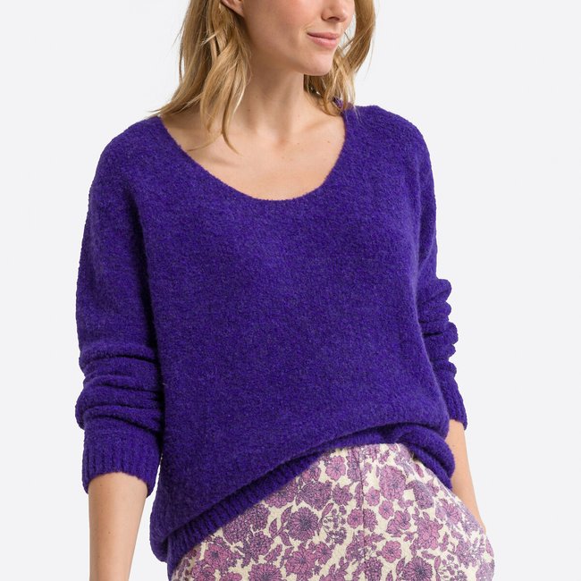 Пуловер объемный с длинными рукавами CIKOYA фиолетовый AMERICAN VINTAGE
