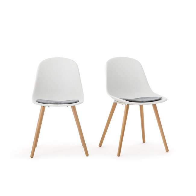 2 стула с деревянными ножками и пластиковым сидением Wapong белый LA REDOUTE INTERIEURS