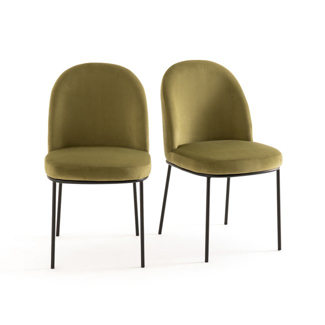 Комплект из 2 велюровых набивных стульев, Topim оливковый LA REDOUTE INTERIEURS
