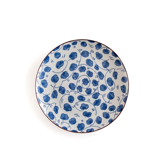 Комплект из 4 плоских тарелок с цветочным рисунком, Rowl синий/ белый LA REDOUTE INTERIEURS